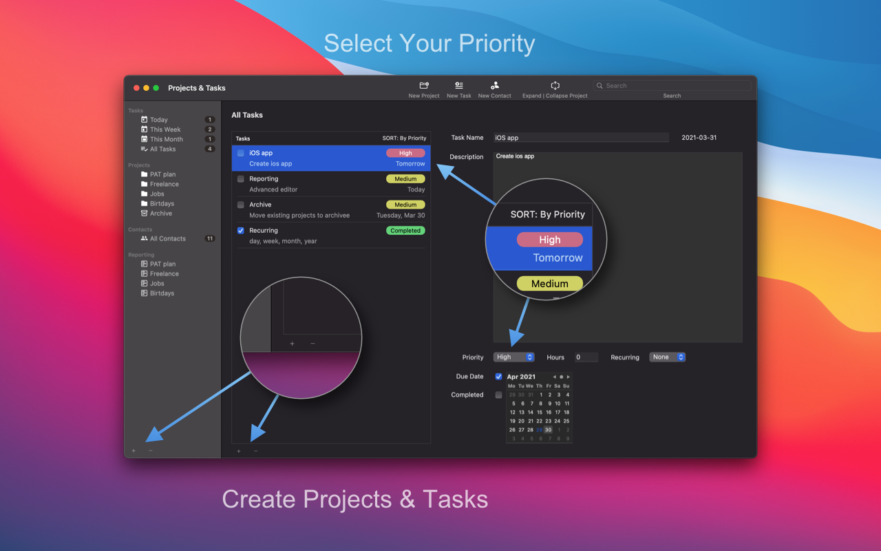 Create Projects & Tasks